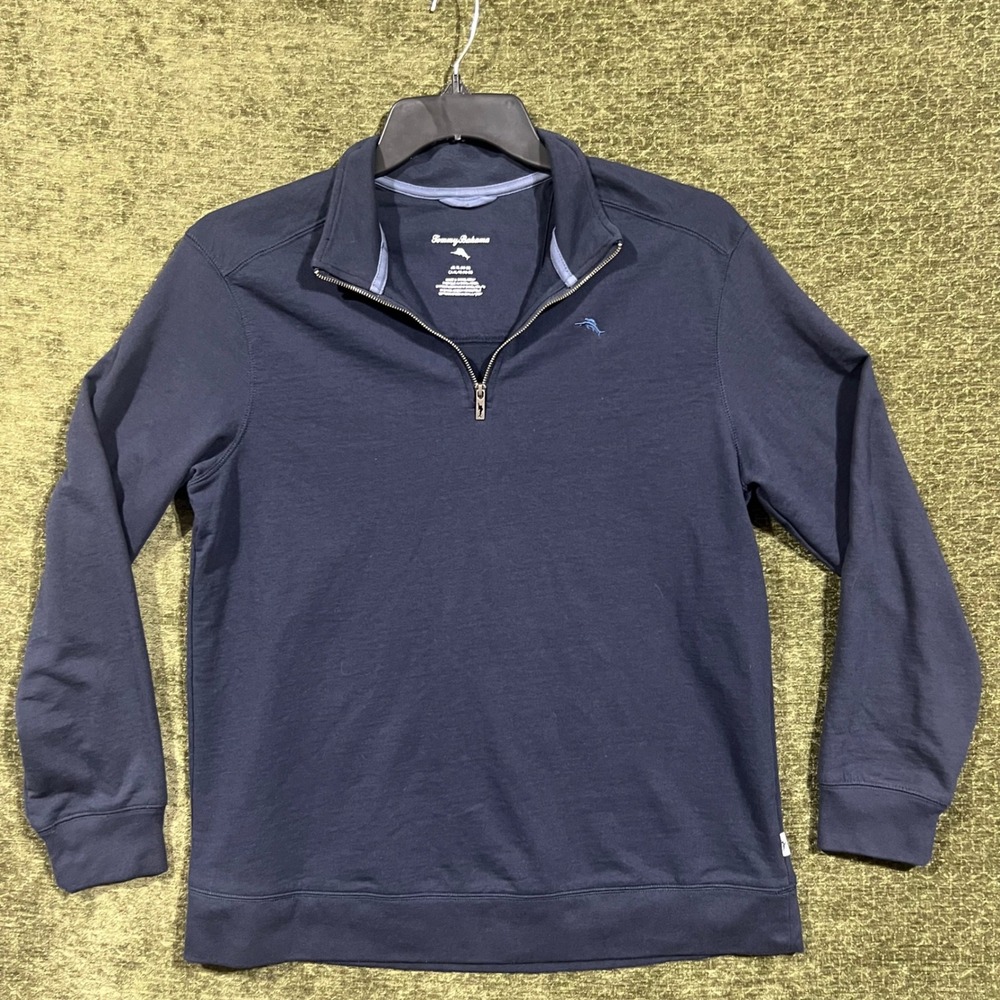 Tommy Bahama Quarter Zip Pullover Boys XL Navy Blue Marlin Logo Long Sleeve